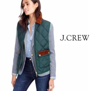 J Crew Quilted Excursion Vest Corduroy Trim Small